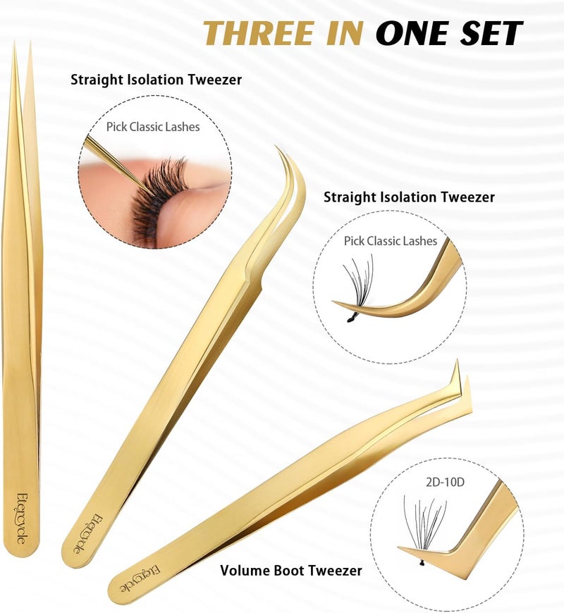 Etercycle High Precision Lash Tweezers Set - Includes 5 Stainless Steel Eyelash Tweezers for Classic Individual and Volume Lash Extensions. Complete with Storage Box - Image 5